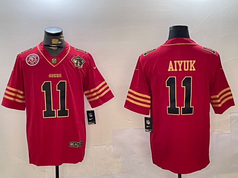 Men San Francisco 49ers 11 Aiyuk Red Gold 2024 Nike Limited NFL Jersey style 12303